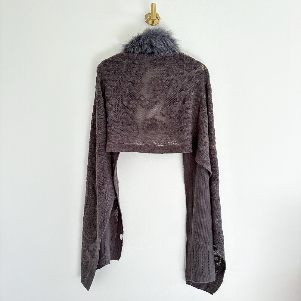 Cashmere Rabbit Fur Neck Warmer Wrap Gray One Size - Picture 3 of 10